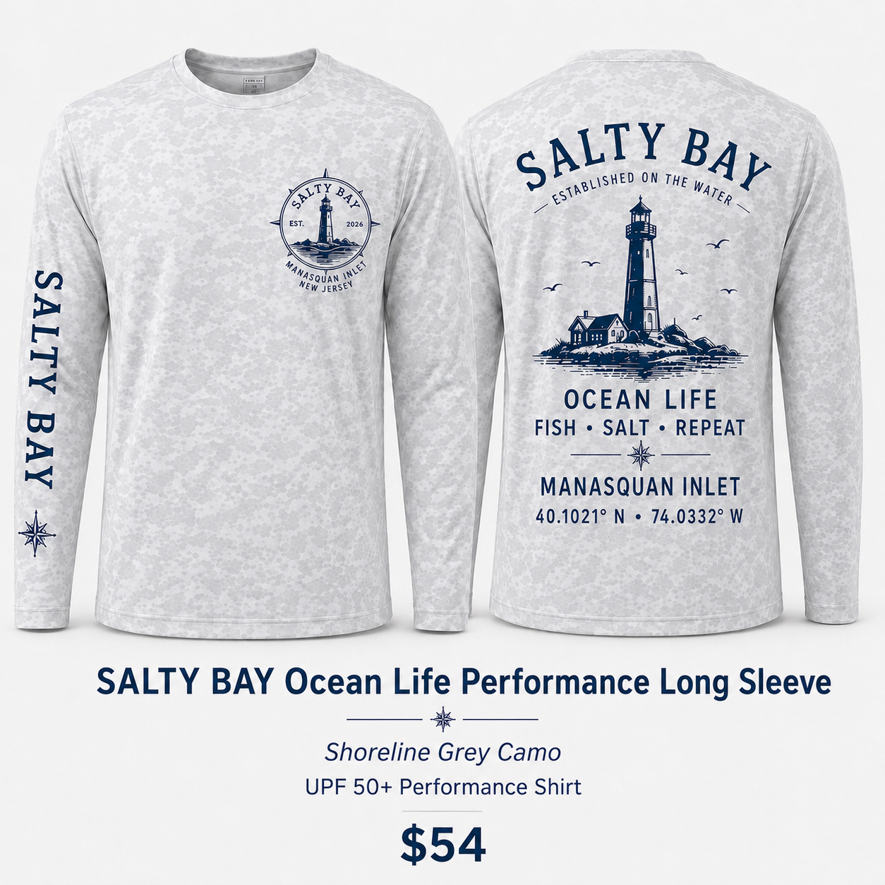 SALTY BAY Manasquan Inlet Ocean Life Performance Long Sleeve