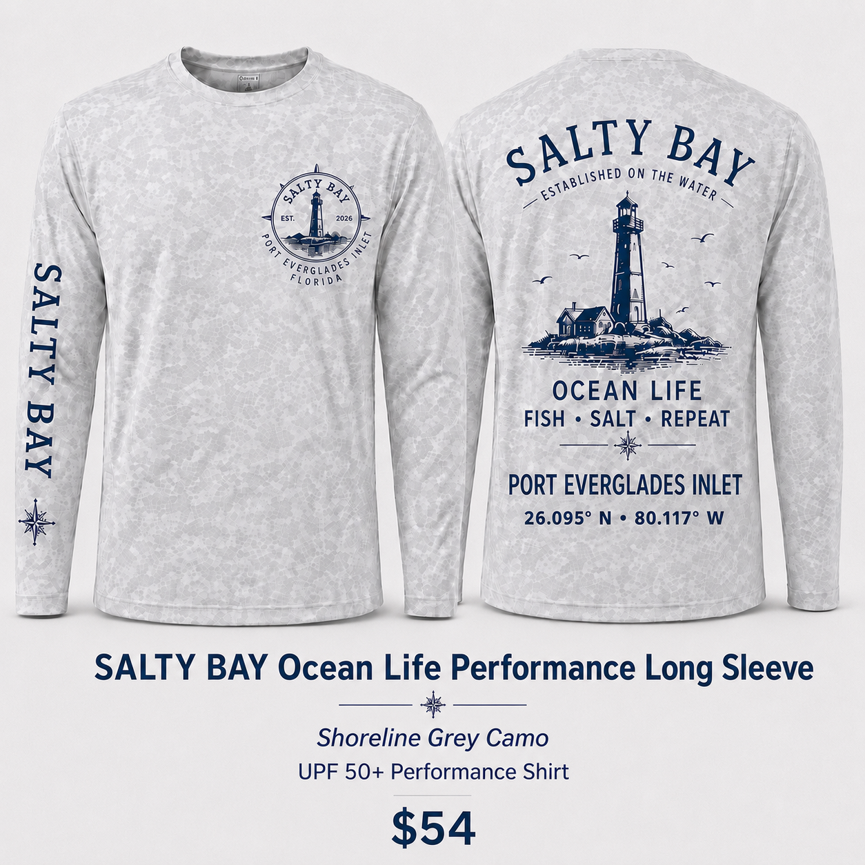 SALTY BAY Port Everglades Inlet Ocean Life Performance Long Sleeve