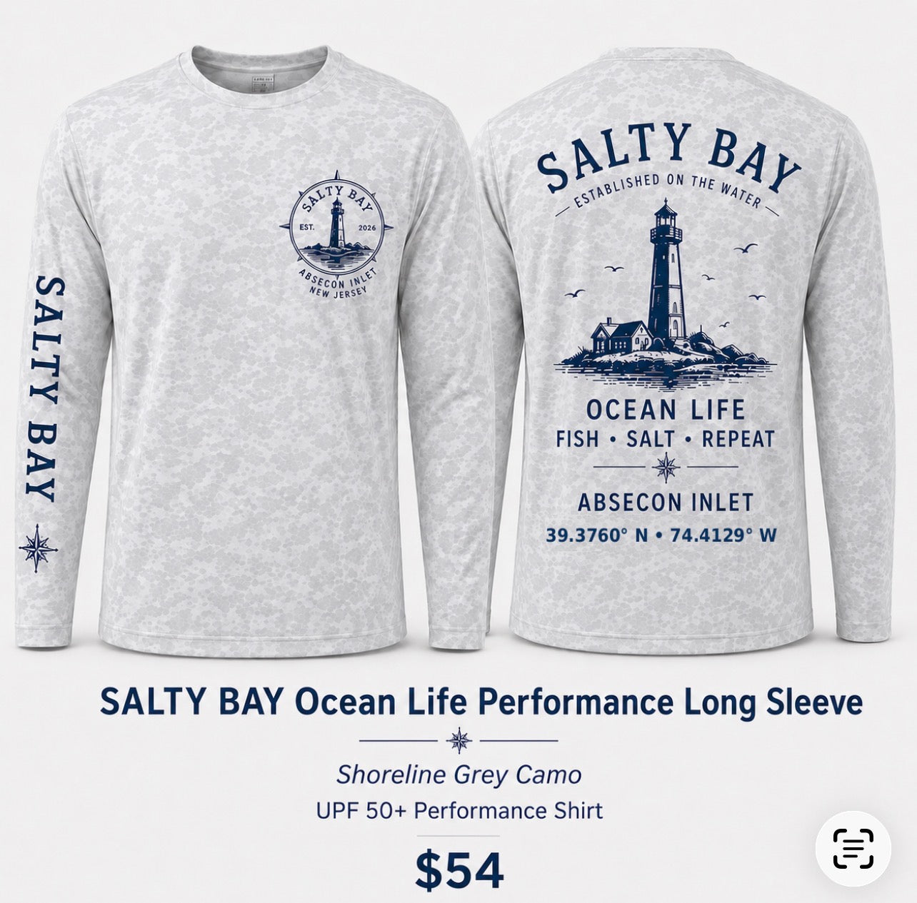 SALTY BAY Absecon Inlet Edition Ocean Life Performance Long Sleeve
