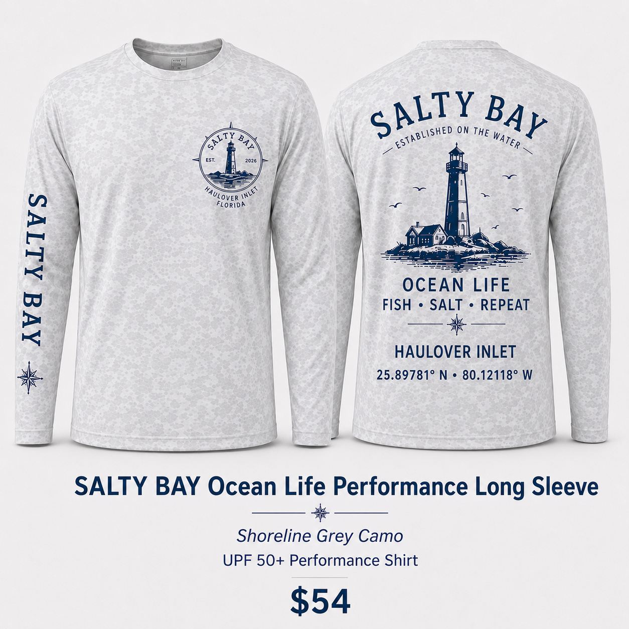 SALTY BAY Haulover Inlet Ocean Life Performance Long Sleeve