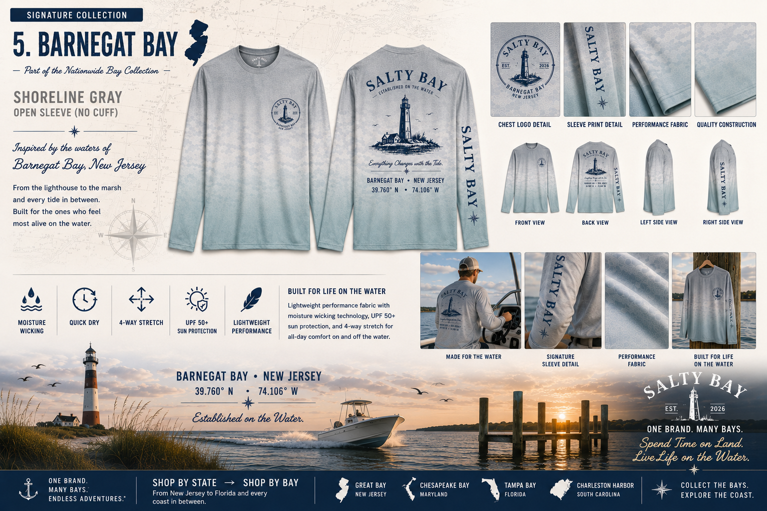 SALTY BAY Barnegat Bay Performance Long Sleeve