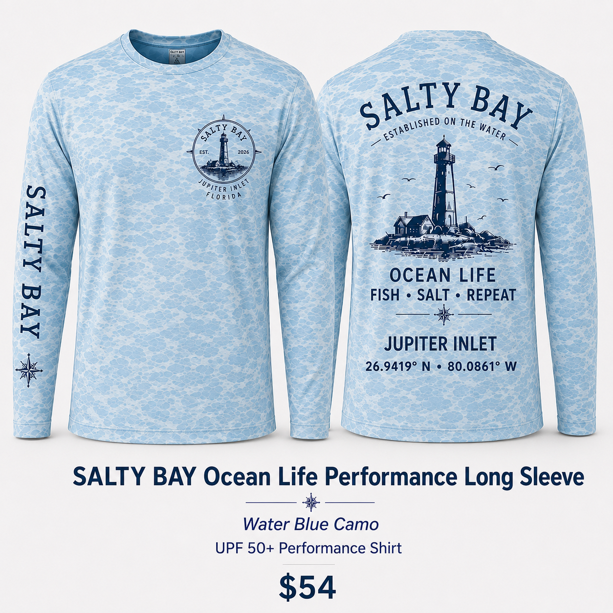 SALTY BAY  Jupiter Inlet Edition Ocean Life Performance Long Sleeve