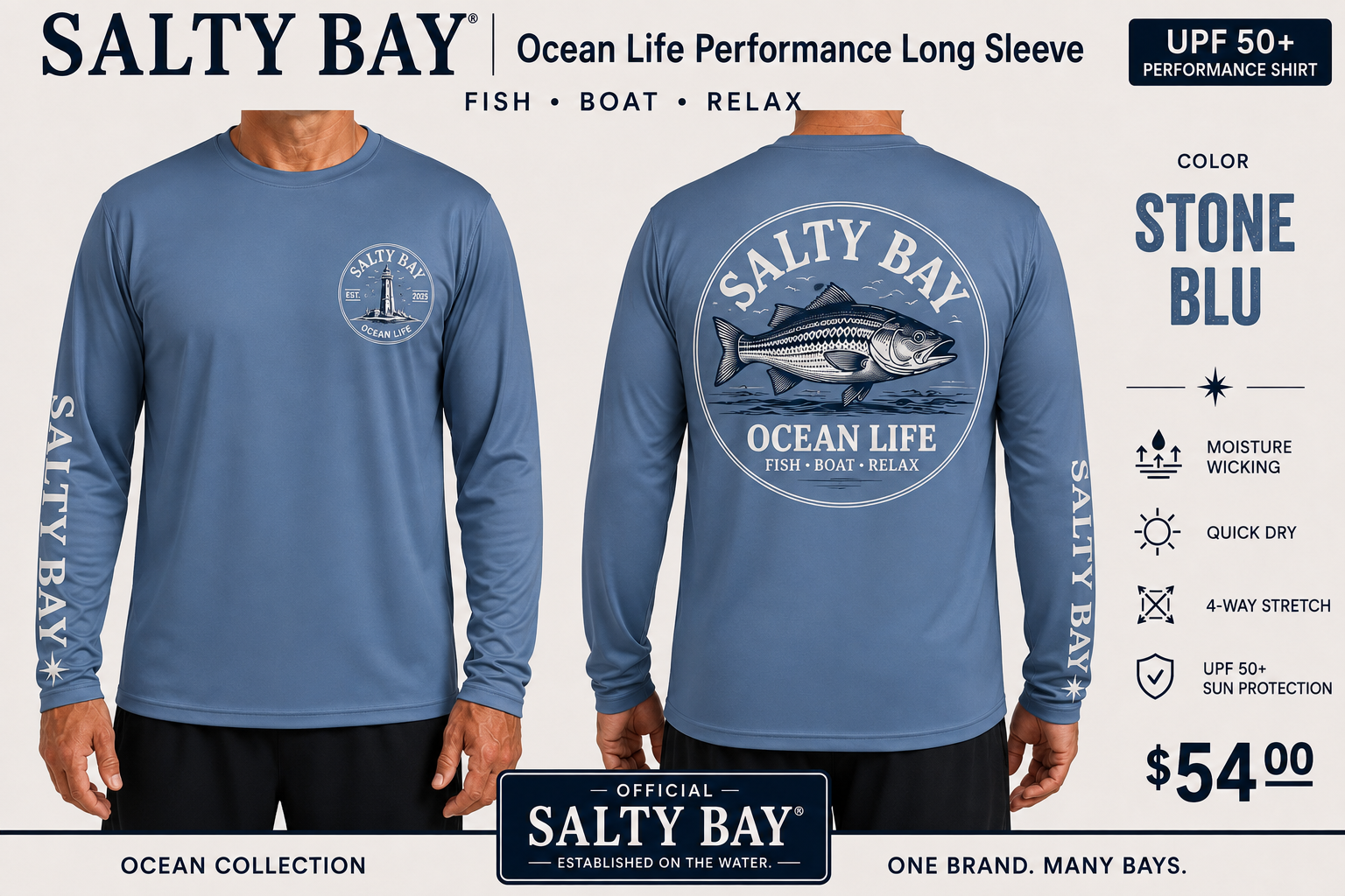 SALTY BAY Ocean Collection Official Performance Long Sleeve